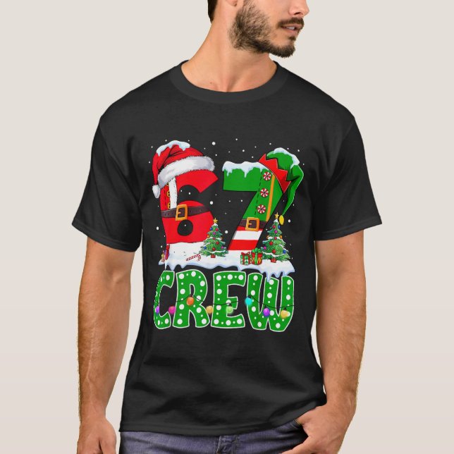 Camiseta 67 Meme Six Seven Christmas Crew Xmas Lights Famil (Frente)