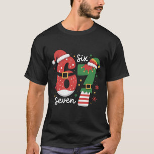 Camiseta 67 Meme Six Seven Elfo Chapéu de Natal Papai Noel