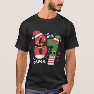 Camiseta 67 Meme Six Seven Elfo Chapéu de Natal Papai Noel