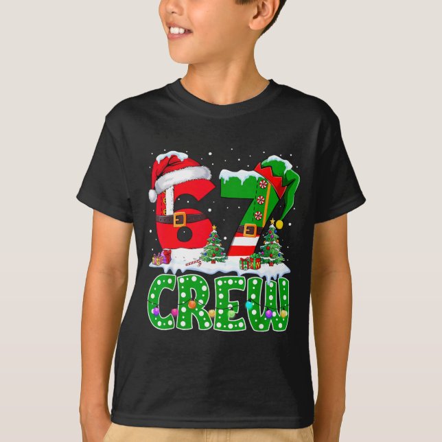 Camiseta 67 Meme Six Seven Natal Equipe Luzes de Natal Famí (Frente)