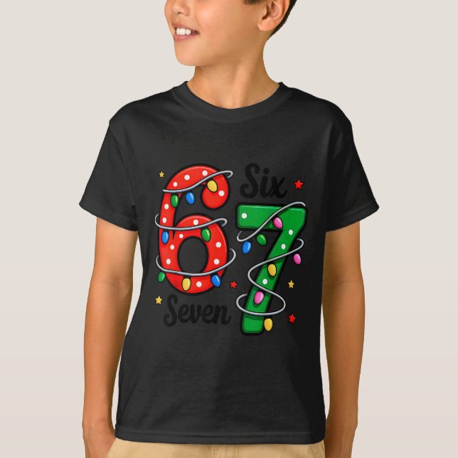 Camiseta 67 Meme Six Seven Roupas de Natal Engraçadas para  (Frente)