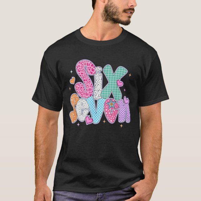 Camiseta 67 Meme six Seven Shirt 6 7 Funny Women Girls Kids (Frente)
