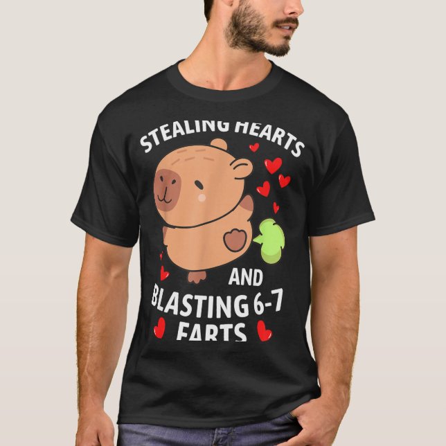 Camiseta 67 Meme Stealing Hearts Valentine's Day Capybara K (Frente)