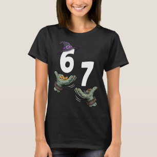 Camiseta 67 meninas de halloween bruxa seis sete 6 7 meme t
