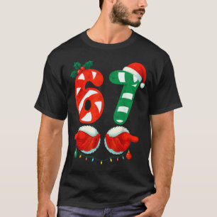 Camiseta 67 Natal 6 7 Meme Fofo Cane de Açúcar 67 Meme Xmas