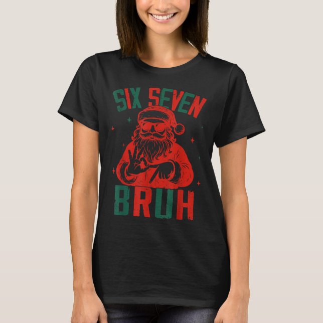 Camiseta 67 Natal Divertido Seis Sete Bruh Meme Brainrot Sa (Frente)