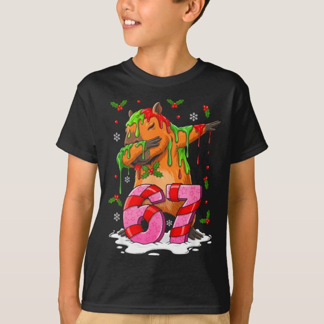 Camiseta 67 Natal Engraçado 67 Brainrot Jovens Crianças Cap (Frente)
