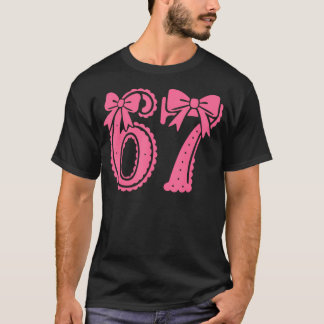 Camiseta 67 Número Seis Sete Alfa Gíria Coquete Laço Rosa