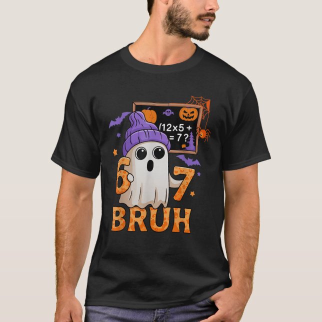 Camiseta 67 Professor Fantasma de Halloween Seis Sete Meme  (Frente)