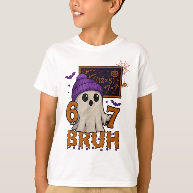 Camiseta 67 Professor Fantasma de Halloween Seis Sete Meme  (Frente)