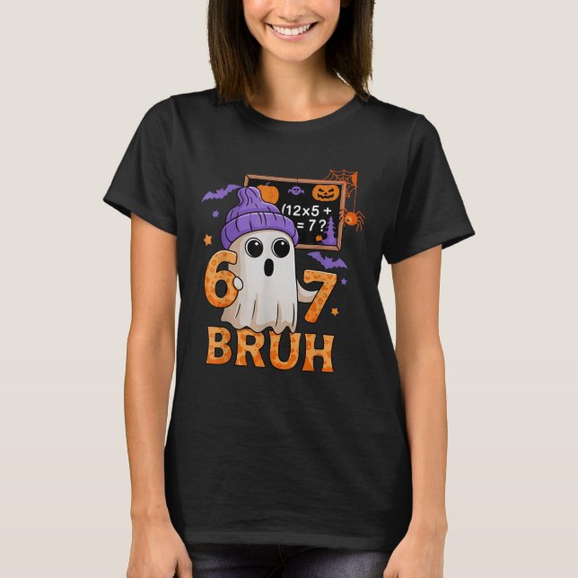 Camiseta 67 Professor Fantasma de Halloween Seis Sete Meme  (Frente)