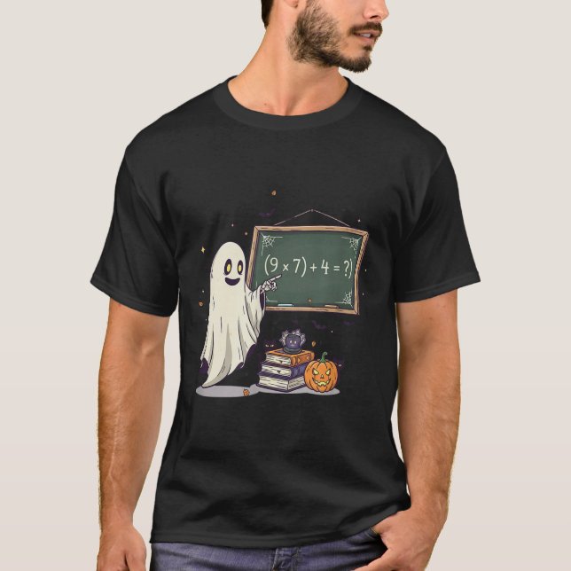 Camiseta 67 Professor Fantasma de Halloween Seis Sete Meme  (Frente)