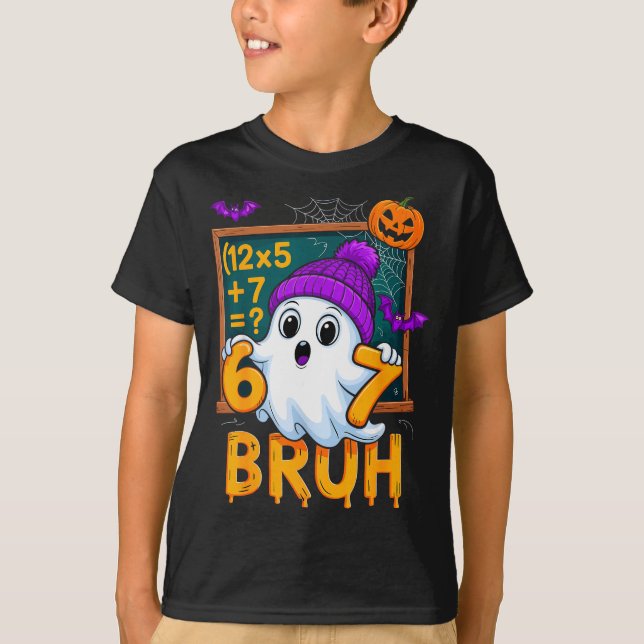 Camiseta 67 Professor Fantasma de Halloween Seis Sete Meme  (Frente)