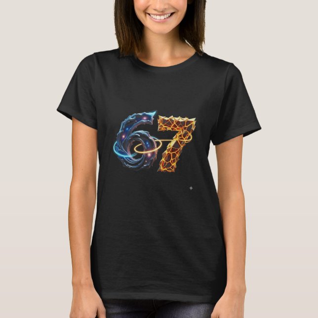 Camiseta 67 Seis Sete 6 7 Design de Meme Engraçado 6 7 4  (Frente)