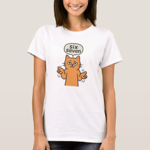 Camiseta 67 Seis Sete 6-7 Gato - Crianças Divertidas Jogos