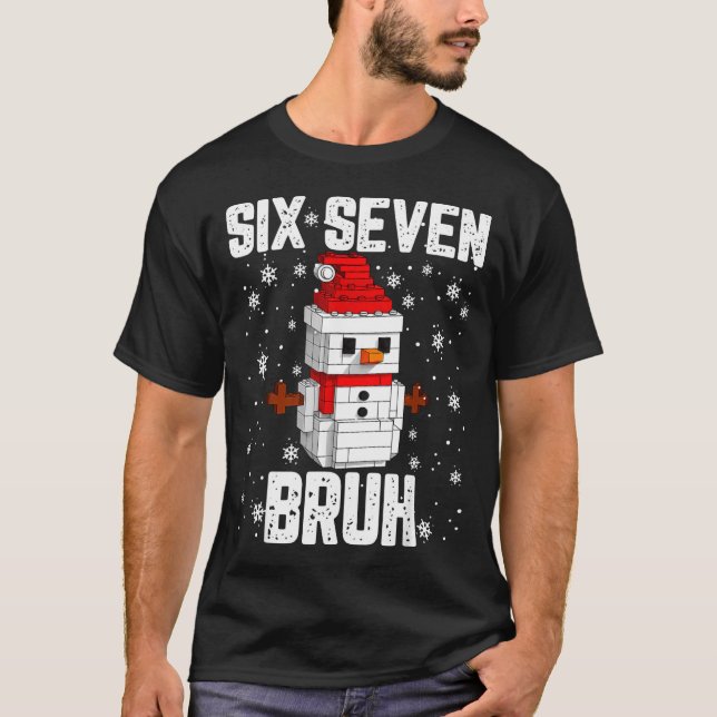 Camiseta 67 Seis Sete Bruh Boneco de Neve Blocos de Constru (Frente)