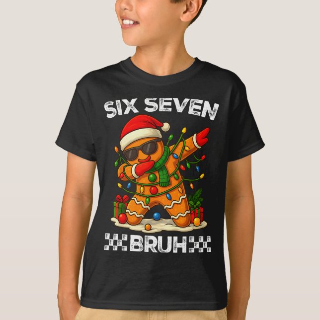 Camiseta 67 Seis Sete Bruh Engraçado Natal Dabbing Gingerbr (Frente)