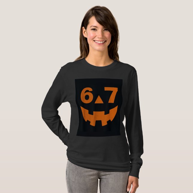 Camiseta 67 Seis Sete Fantasia Divertida de Halloween (Frente Completa)