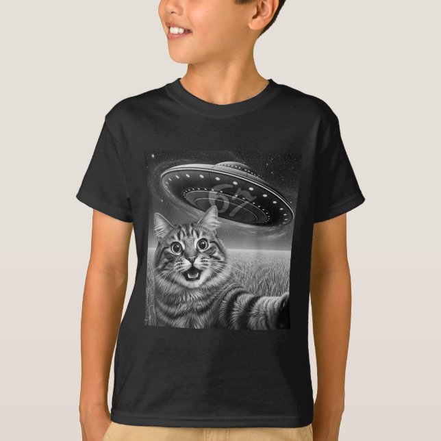 Camiseta 67 Selfie de Gato com Ufos Alien Funny Cat Six Sev (Frente)