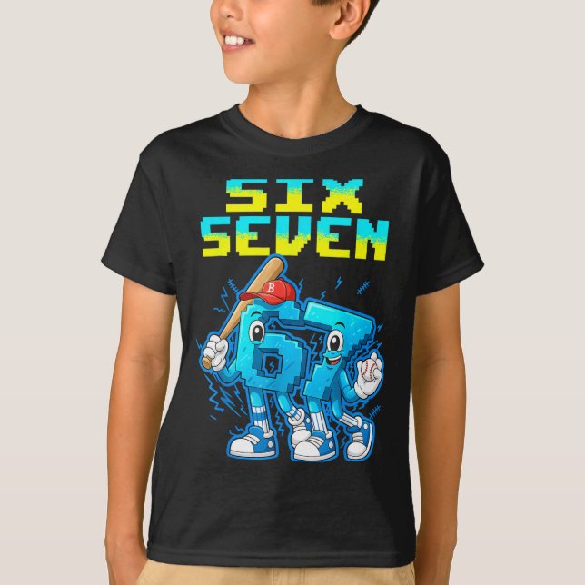 Camiseta 67 Six Seven 6-7 - Funny Italian Brainrot Kids Bas (Frente)
