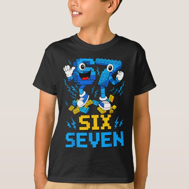 Camiseta 67 Six Seven 6-7 Meme Engraçado Brainrot Adolescen (Frente)