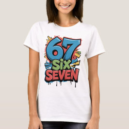 Camiseta 67 Six Seven Colorful Pop Art Graphic Tee for Fun 