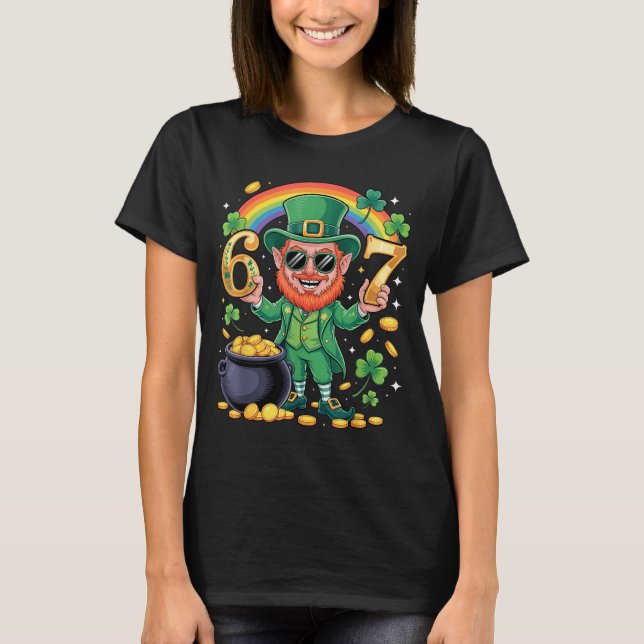 Camiseta 67 Six Seven Funny 6 7 Meme St Patricks Day Leprec (Frente)