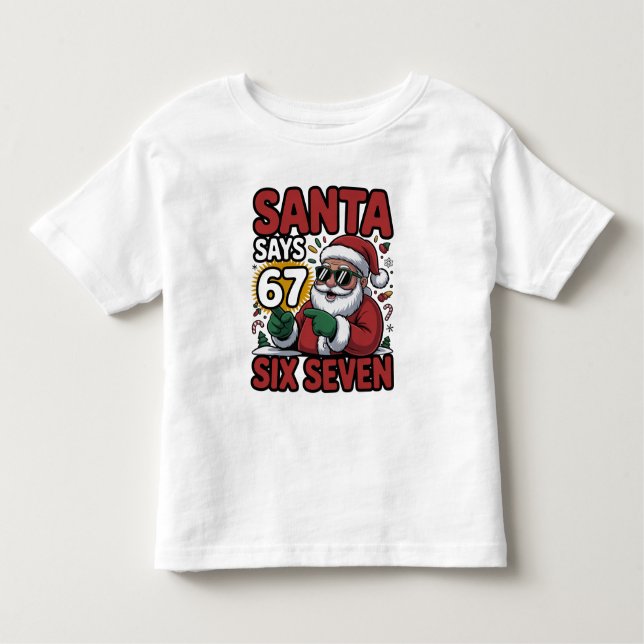 Camiseta 67 Six Seven Funny Christmas Santa Meme (Frente)