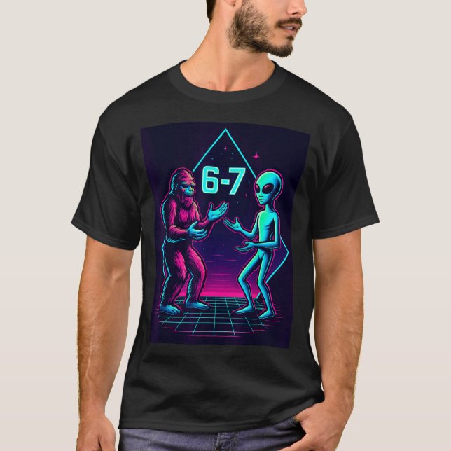 Camiseta 67 Six Seven Meme Funny Bigfoot Alien Sasquatch Uf (Frente)