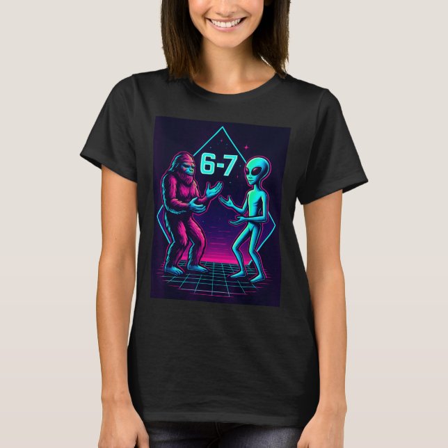 Camiseta 67 Six Seven Meme Funny Bigfoot Alien Sasquatch Uf (Frente)