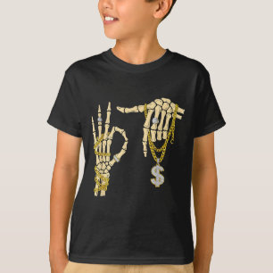 Camiseta 67 Six Seven Meme Novidade Esqueleto Mão Brilho Ch