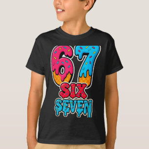 Camiseta 67 Sorvete Drip Engraçado Seis Sete Meme Gen Alpha