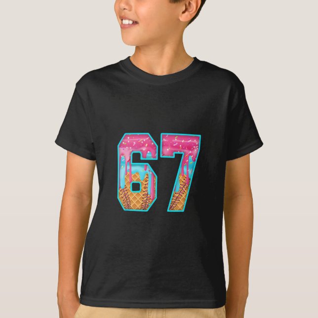 Camiseta 67 Sorvete Drip Meme Divertido Seis Sete Número Di (Frente)
