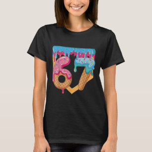 Camiseta 67 Sorvete Drip Meme Seis Sete Gíria Gen Alpha _