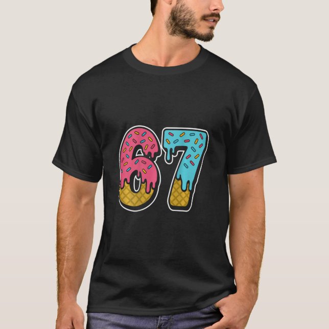 Camiseta 67 Sorvete Drip Meme Six Seven Gíria Gen Alpha ( (Frente)