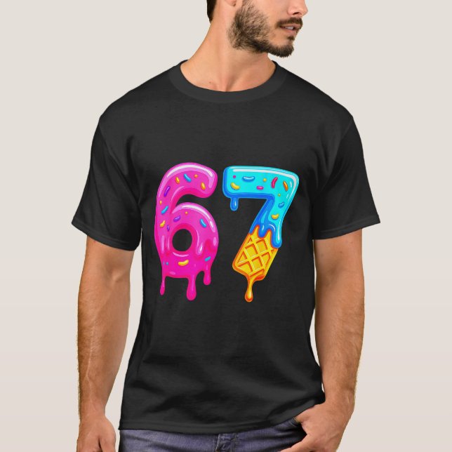 Camiseta 67 Sorvete Meme Drip Divertido Seis Sete Geração A (Frente)