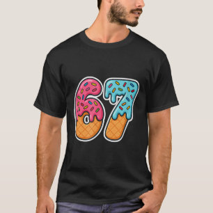Camiseta 67 Sorvete Meme Gotejamento Six Seven Gíria Geraçã