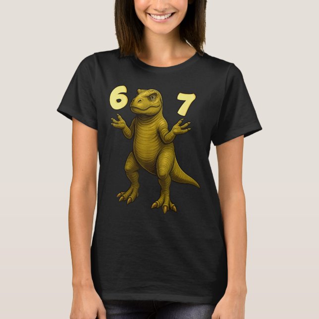 Camiseta 67 T-rex Hands Motion Dinosaur Meme For Kids Teens (Frente)