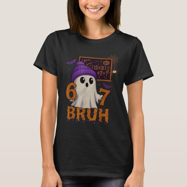 Camiseta 67 Teacher Halloween Ghost Six Seven Meme Math Equ (Frente)