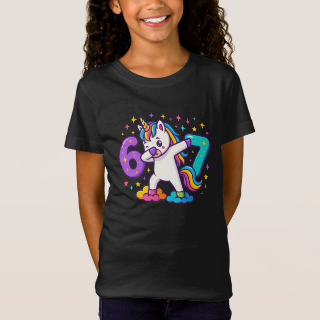 Camiseta 67 Unicorn Six Seven Funny Kids Graphic  (Frente)