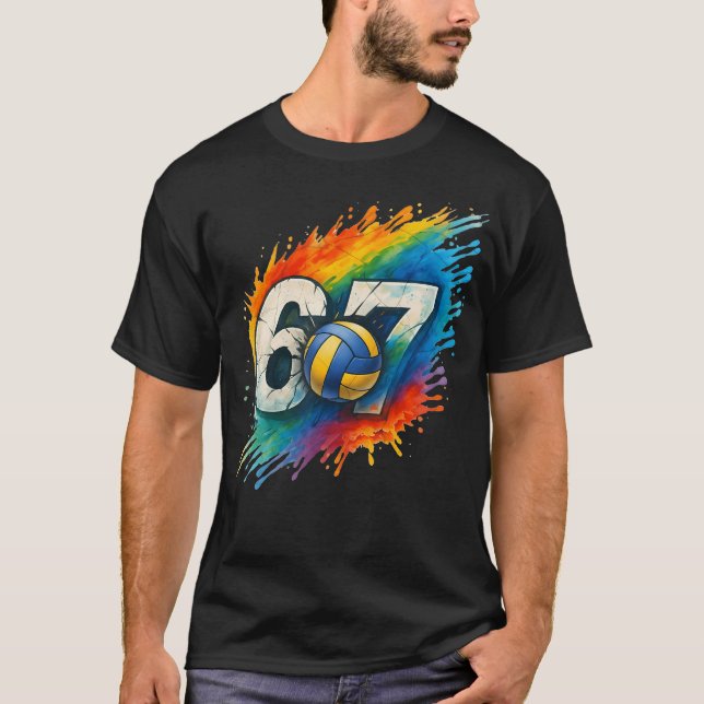 Camiseta 67 Volei Seis Sete 6 7 Meme (Frente)