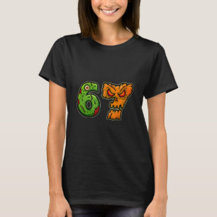 Camiseta 67 Zombie Pumpkin Seis Sete Memória de Halloween