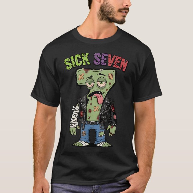 Camiseta 67 Zumbi Divertido Seis Sete Humor Meme Brainrot D (Frente)