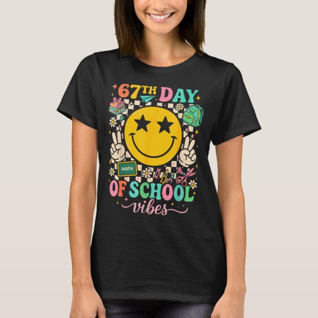 Camiseta 67th Day Of School Vibes Funny Six Seven 67 Meme S (Frente)
