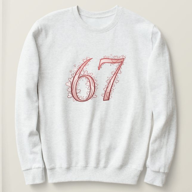 Camiseta 67th Romantic Heart Number Valentine's  (Frente do Design)