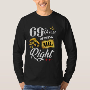 Camiseta 69 Anos De Ser O Sr. Certo Engraçado Casal Casando