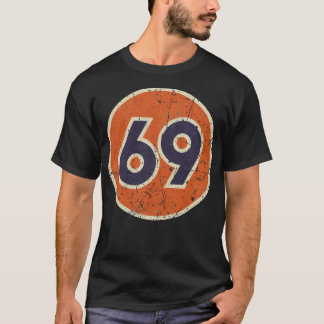 Camiseta 69 Número de Raça da Estação de Vintagem de Petról
