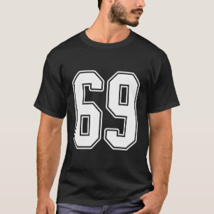 Camiseta 69 White Outline Number 69 Sports Fan Jersey Style
