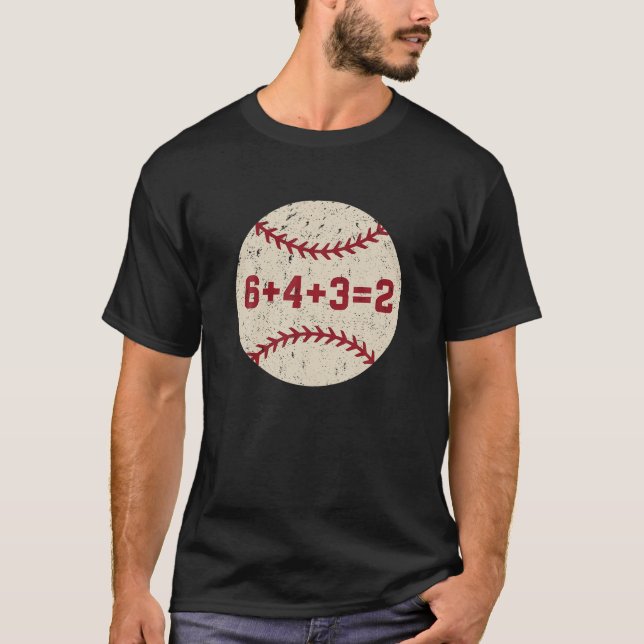 Camiseta 6 4 3 2 Baseball Retro-Funny Baseball em dupla jog (Frente)