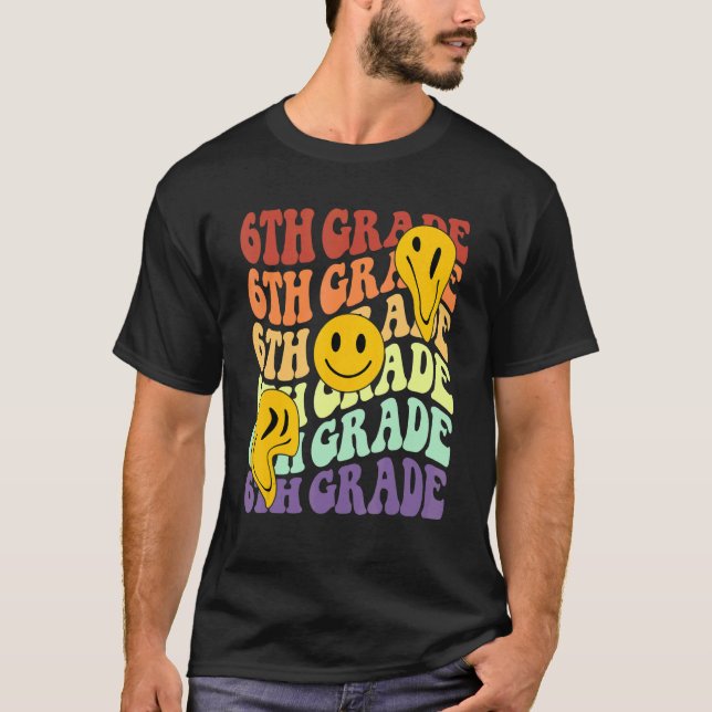 Camiseta 6 6º professor de volta à Escola Retro (Frente)